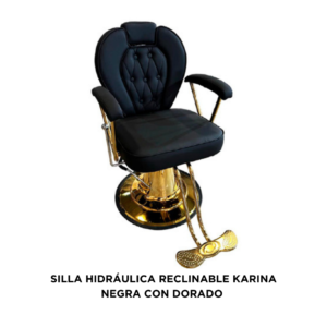 SILLA HIDRÁULICA RECLINABLE KARINA NEGRA CON DORADO