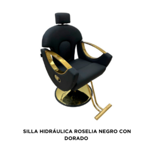 SILLA HIDRÁULICA ROSELIA NEGRO CON DORADO