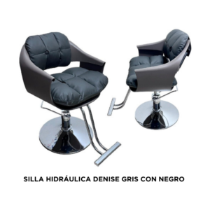 SILLA HIDRÁULICA DENISE GRIS CON NEGRO